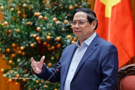 El primer ministro Pham Minh Chinh habla en la cita. (Fuente: VNA)
