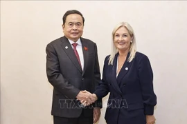 El presidente de la Asamblea Nacional vietnamita, Tran Thanh Man, se reúne con la presidenta de la Cámara Baja del Parlamento irlandés, Verona Murphy. (Foto: VNA)