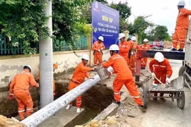EVNHANOI realiza simulacros para garantizar la seguridad de la red eléctrica ante la compleja evolución de tormentas e inundaciones. (Foto: VNA)