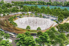 Ilustración en perspectiva de la plaza-parque al este del lago Hoan Kiem con una superficie total de 2,14 hectáreas. (Fuente: baotintuc.vn)