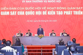 El presidente de la Asamblea Nacional, Tran Thanh Man, habla en el foro. (Foto: VNA)
