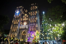 El área alrededor de la Catedral de San José (barrio de Hoan Kiem) está decorada en preparación para la Navidad de 2025. (Foto: VNA)
