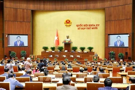 Escena de una reunión de la Asamblea Nacional de Vietnam durante su décimo período de sesiones de la XV Legislatura. (Foto: VNA)