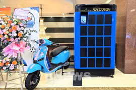 Estación de intercambio de baterías para motocicletas y vehículos eléctricos de la marca Selex. (Foto: Bnews/vnanet.vn)