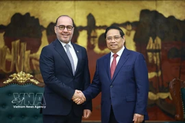 El primer ministro de Vietnam, Pham Minh Chinh, y el embajador qatarí, Khalid Ali Abdullah Abel (Fuente: VNA)