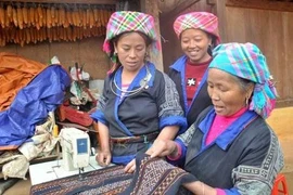 Trajes tradicionales de la etnia Mong brillan en la comuna de Suoi Giang