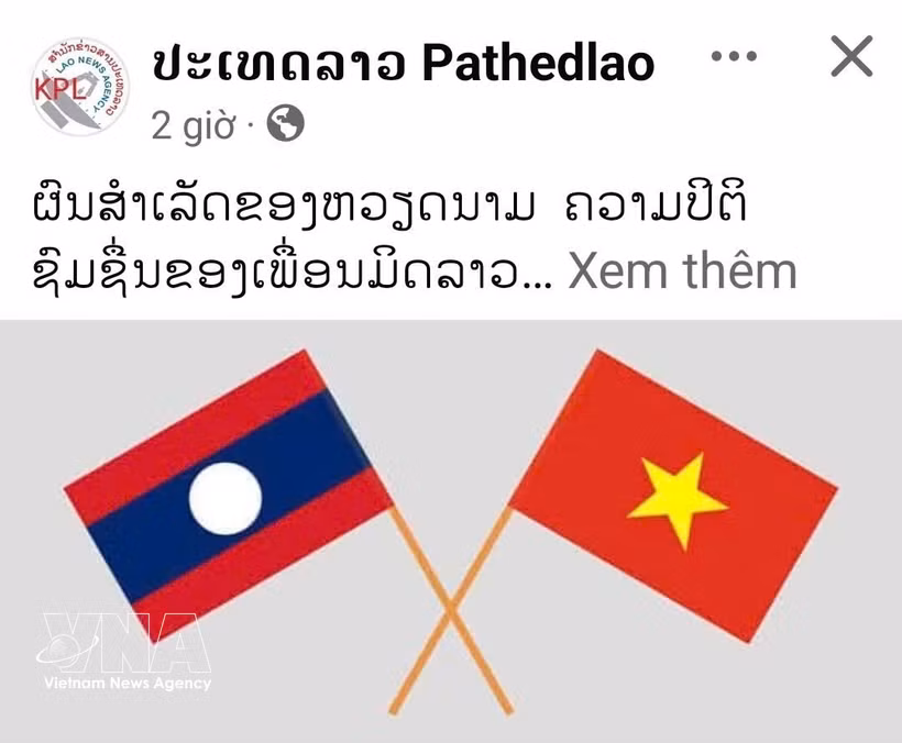 Una publicación en la página oficial de Facebook de Pathetlao. Foto: VNA