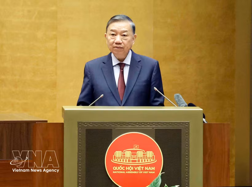 El secretario general del Partido Comunista y presidente de Vietnam, To Lam, habla en la conferencia. (Foto: VNA)