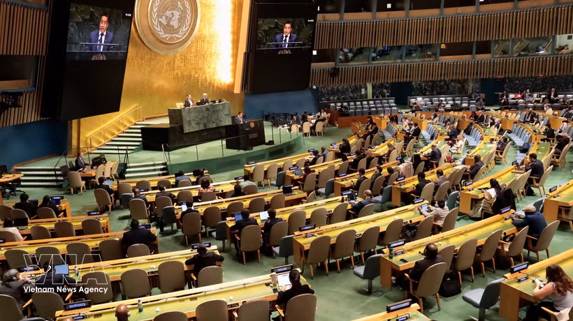 El ministro consejero Nguyen Hai Luu, subjefe de la Misión Permanente de Vietnam ante la ONU, habla en el evento. Foto: VNA
