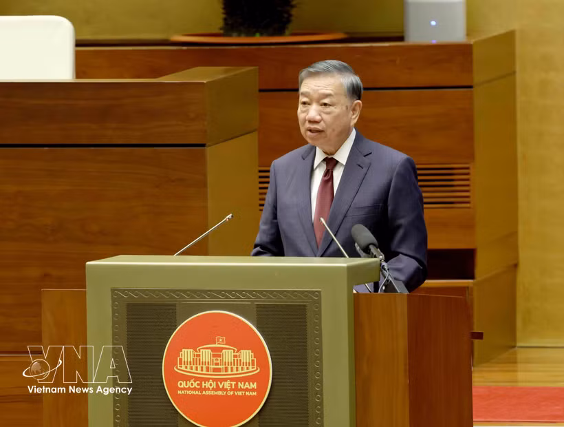 El secretario general del Comité Central del Partido Comunista de Vietnam (PCV) y presidente de la República, To Lam, interviene en la conferencia. (Fuente: VNA)