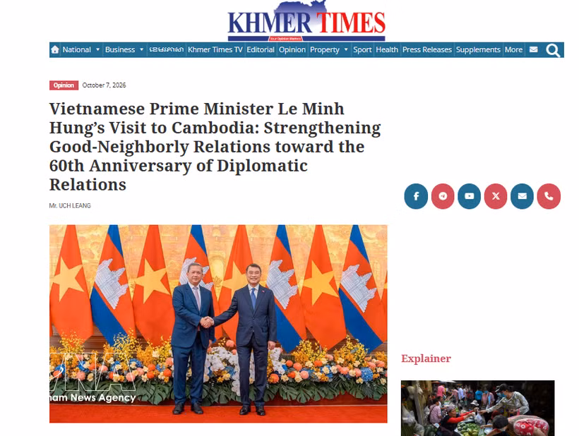 El artículo fue publicado en el Khmer Times (Foto: VNA)