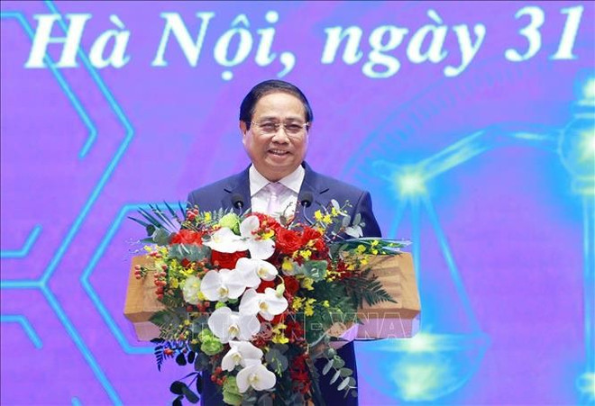 El primer ministro Pham Minh Chinh pronuncia un discurso en la ceremonia (Fuente: VNA) uuid3d720608de-5664-4734-8e26-d2f4ee8469b426code3d00126library3d126type3d126mode3d126loc3dtrue26cap3dtrue.jpg