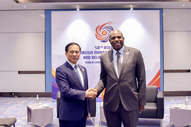 El vicepremier y canciller vietnamita Bui Thanh Son y el secretario de Estado del Reino Unido para Asuntos Exteriores, de la Commonwealth y de Desarrollo, David Lamy. (Fuente: VNA) ge1bab7p-btng-anh.jpg