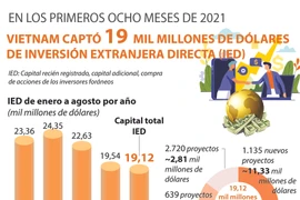 IED de Vietnam alcanza 19 mil millones de dólares de enero a agosto