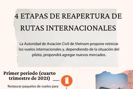 Cuatro etapas de reapertura de rutas internacionales