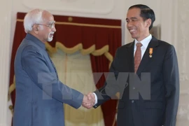 El vicepresidente de la India, Hamid Ansari,y el presidente de Indonesia Joko Widodo (Fuente: VNA)