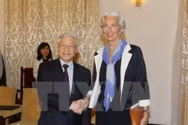 Máximo líder partidista de Vietnam recibe a directora general de FMI