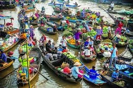 Mercado flotante – matiz único de zonas ribereñas en el Delta del Mekong