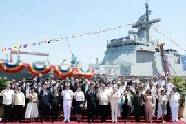 En el acto de lanzamiento de BRP Miguel Malvar. (Foto de cortesía de HHI)