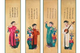 Exhiben pinturas folclóricas Tu Binh por motivo del Tet en Hanoi
