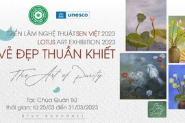 Exposición de pinturas sobre loto difunde valores del budismo