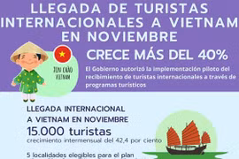 Aumenta llegada de turistas internacionales a Vietnam en Noviembre