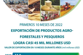 Exportación de productos agroforestales y pesqueros logra casi 45 mil millones de dólares