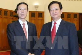 El primer ministro Nguyen Tan Dung recibe en Hanoi al viceprimer ministro chino Zhang Gaoli (Fuente: VNA)