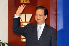 El primer ministro vietnamita, Nguyen Tan Dung, en la conferencia de prensa. (Fuente: VNA)