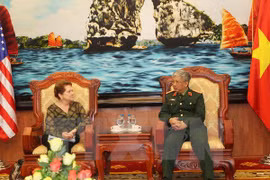 El viceministro Bui Chi Vinh y la presidenta Ann Mils Griffiths (Fuente: VNA)