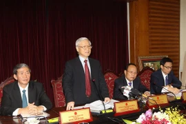 El secretario general del Partido Comunista de Vietnam, Nguyen Phu Trong, en la reunión. (Fuente: VNA)