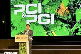 Pham Tan Cong, presidente de la Cámara de Comercio e Industria de Vietnam, interviene en el evento. (Fuente: Vietnamplus)