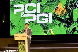 Pham Tan Cong, presidente de la Cámara de Comercio e Industria de Vietnam, interviene en el evento. (Fuente: Vietnamplus)