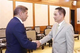 El secretario del Comité Central del PCV y jefe de su Comisión de Relaciones Exteriores, Le Hoai Trung. y el miembro del Buró Político del Partido Revolucionario Moderno y ministro de Agricultura de República Dominicana, Limber Lucas Cruz López (Fuente: VNA)