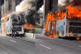 El incendio de autobús escolar en Tailandia. (Fuente: thedailyguardian.com)