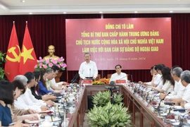 El secretario general del Comité Central del Partido Comunista de Vietnam y presidente del país, To Lam, interviene en el acto. (Fuente: VNA)