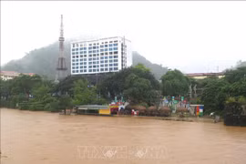 El nivel del río Lo en la ciudad de Ha Giang se eleva. (Fuente: VNA)