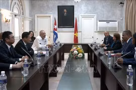 Nguyen Van Tien, vicepresidente del Tribunal Supremo Popular de Vietnam, en el encuentro con el presidente del Tribunal Supremo Popular de Cuba, Rubén Remigio Ferro (Fuente:VNA)