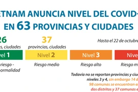 Vietnam anuncia nivel del COVID-19 en 63 provincias y ciudades