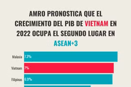 Crecimiento del PIB de Vietnam ocupa el segundo lugar en ASEAN+3 