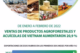 Exportaciones de productos agroforestales y acuícolas de Vietnam aumentaron 20,9 por ciento