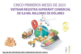 Vietnam registra superávit comercial de 9,8 mil millones de dólares