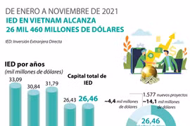 IED de Vietnam alcanza 26 mil 460 millones de dólares de enero a noviembre