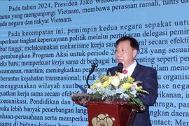 Mai Ba Hung, presidente de la Asociación de Amistad Vietnam-Indonesia en Ciudad Ho Chi Minh, habla en el evento. (Fuente:VNA)