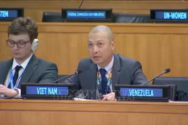 El ministro consejero Nguyen Hoang Nguyen, subjefe de la delegación permanente de Vietnam ante las Naciones Unidas, habla en el evento. (Fuente:VNA)