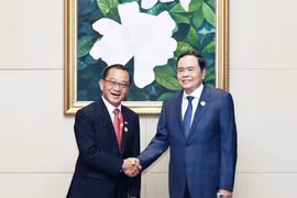 El presidente de de la Asamblea Nacional de Vietnam, Tran Thanh Man, se reunió con su homólogo singapurense, Seah Kian Peng, al margen de la 45 Asamblea General de la Asamblea Interparlamentaria de la ASEAN. (Fuente: VNA)