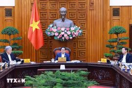 El primer ministro Pham Minh Chinh habla en la reunión. (Fuente: VNA)