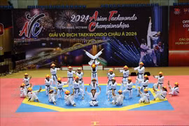 Una de las actuaciones de taekwondo en la inauguración. (Fuente:VNA)