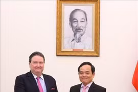 El viceprimer ministro vietnamita Tran Luu Quang recibió al embajador de Estados Unidos en el país, Marc Evans Knapper. (Fuente:VNA)