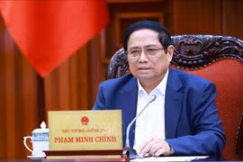 El primer ministro vietnamita, Pham Minh Chinh, habla en el evento. (Fuente:VNA)